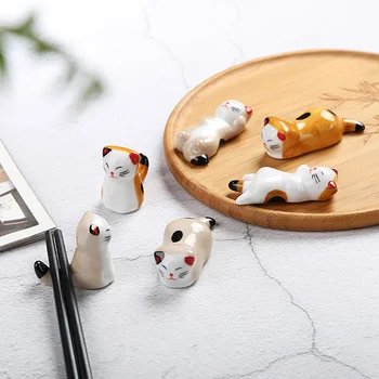 1 шт. Керамический держатель для палочек для еды с милым мультяшным котом, подставка для палочек для еды, модная кухонная посуда в японском стиле