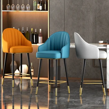 Барные стулья в скандинавском стиле для гостиной, высокие стулья для ресторана, современный табурет, минималистичный бар, отель, мебель для дома с поворотной спинкой