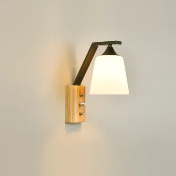 Поставка настенного светильника с деревянным стеклянным покрытием, прикроватного светодиодного настенного светильника, настенного светильника для прохода в коридоре отеля