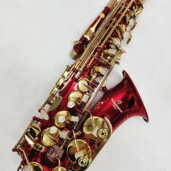 Профессиональный Альт-саксофон A-992 Eb с плоским ключом из красного Золота, супер Музыкальный инструмент Саксофон с футляром
