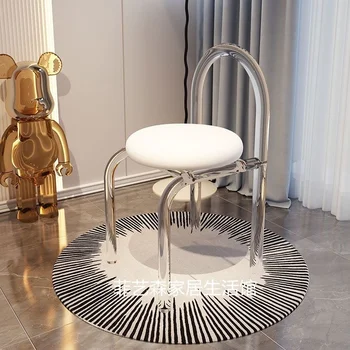 Прозрачное Хрустальное Кресло для макияжа, Акриловая Мебель, Обеденный стул со Спинкой Повседневного дизайна, Одноместный Диван-кресло в гостиной