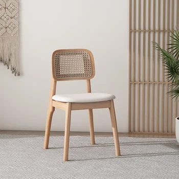 Деревянные боковые стулья для гостиной Дизайнерский макияж Ротанговые стулья для чтения Удобная мебель Sillas середины века WJ30XP