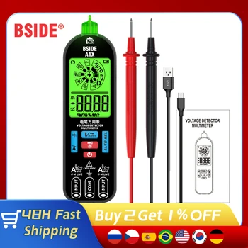 Цифровой мультиметр BSIDE A1X Электрическая Тестовая ручка с фонариком Измеритель распознавания проводов под напряжением Тестер сопротивления диода NCV