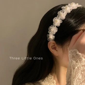 Сказочная Белая Жемчужная Цветочная лента для волос Женская Mori Xianmei Senior Headband Card Онлайн Знаменитость 2023 Новая весна