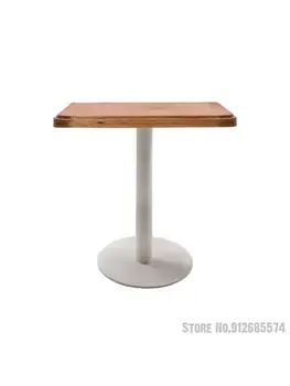 Скандинавский современный минималистичный маленький квадратный столик из массива дерева, кофейный столик из кованого железа, набор столов для молочного чая и ресторана