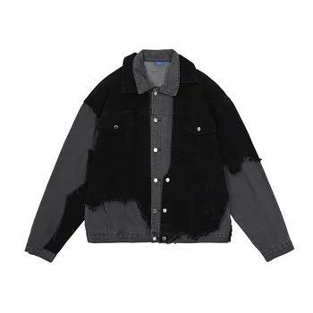 2023 chao wash серо-черная джинсовая куртка с необработанными лацканами man
