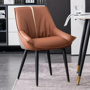 Легкий Роскошный обеденный стул с мягкой подушкой-сумкой, стулья для столовой, офисные стулья с высокой эластичной губкой, стул для туалетного столика на каркасе из углеродистой стали