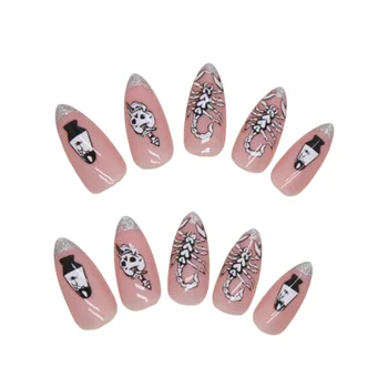 Серебряные наконечники, Розовые накладные ногти, Устойчивые к расслоению, Устойчивые к пятнам, накладные ногти для профессионального маникюрного салона