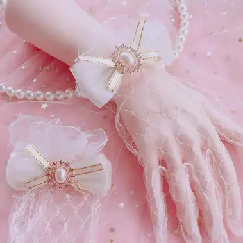 Дышащие перчатки для невесты, элегантные свадебные перчатки из белого кружева с вставками из искусственного жемчуга для выпускного вечера, банкетов, коктейльных вечеринок для