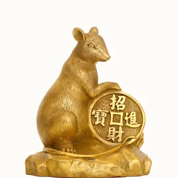 Украшения для мышей из чистой меди для двенадцати знаков зодиака зодиакальные мыши, привлекающие богатство, украшения для мышиного фэн-шуй, китайский офис
