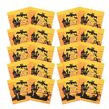 20 шт. /упак. Бумажные салфетки Happy Halloween Bat Castle, 2 слоя, Жуткие бумажные салфетки на тему Хэллоуина для вечеринки в честь Хэллоуина