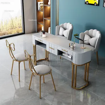 Американские Простые Маникюрные столы Роскошный Одинарный Маникюрный стол Салонная мебель Дизайн салона красоты Двойной Профессиональный Маникюрный стол