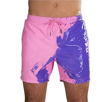 Меняющие цвет плавательные шорты для мужчин, купальные костюмы для мальчиков, шорты для плавания с обесцвечиванием от горячей воды 2023, летние пляжные плавки