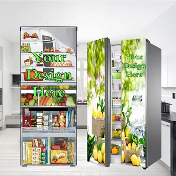 Наклейка на холодильник на всю дверцу, персонализированные наклейки на холодильник, художественные украшения для кухни из ПВХ для дверей холодильников, окон