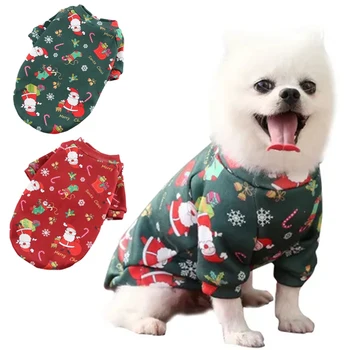 Рождественская одежда для собак, зимние теплые пальто для домашних животных, толстовка с изображением щенка Котенка для маленьких и крупных собак, костюмы чихуахуа, бульдога, лабрадора