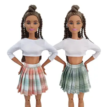 Кукольная одежда Новый короткий топ с длинными рукавами 30 см 1/6, плиссированная юбка, аксессуары для повседневной носки, одежда для куклы Барби