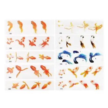 Наклейки с золотыми рыбками для 3D моделирования смолы, наклейка с ряской, наклейка с золотыми рыбками, наклейки с изображением рыбок с 3D эффектом, наклейка с изображением пруда