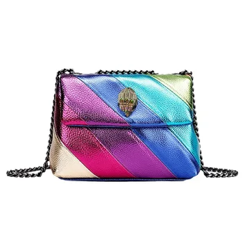 Модная дизайнерская Летняя Мини-радужная женская сумка, соединяющая красочную сумку через плечо, лоскутная сумка через плечо, сумка-тоут, основная сумка-тоут