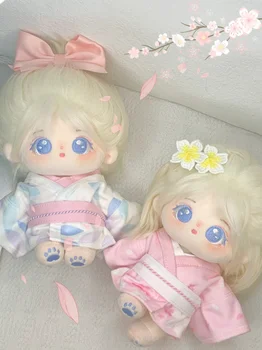 Розовое Кимоно Юката Японское платье Hanfu Юбка Новогодний костюм Костюм плюшевой куклы 20 см Одежда для куклы