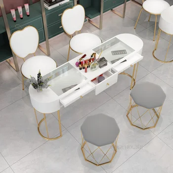 Скандинавские Маникюрные столы, современные минималистичные столы для одноместного и двойного маникюра, Дизайнерский Маникюрный стол, стул, Профессиональный Маникюрный стол U