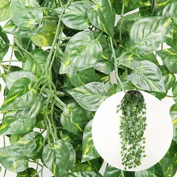 Многоцелевое реалистичное зеленое имитационное растение, свадебное украшение, Имитация Не вянущего ротанга, хлорофитум, Настенное растение