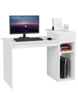 Рабочее место SMILE MART для домашнего офиса, компьютерный стол с выдвижным ящиком и местом для хранения, белый