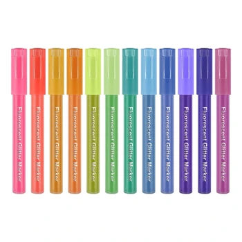 12 упаковок различных ручек-маркеров, Флуоресцентный цветной карандаш для рисования эскизов от руки. Надписи и иллюстрации