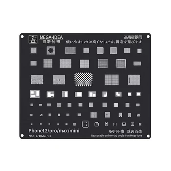 QianLi Mega Idea Трафарет для Реболлинга BGA для Телефона Серии 12-13 Из Черной Стали CPU IC Chip Для Пайки Оловом