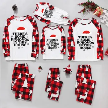 Пижамы Семейная мода Рождество Мультяшный принт Удобные Семейные комплекты Детская одежда Праздничный комплект 2023 Новое Рождество