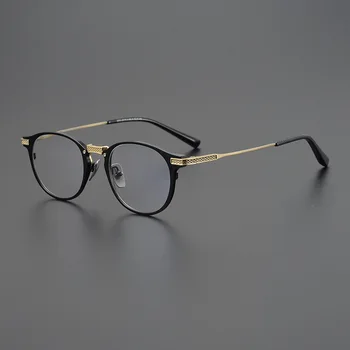 Сверхлегкая оправа для очков из чистого титана для мужчин и женщин, круглые винтажные оптические очки в стиле ретро, очки по рецепту роскошного бренда
