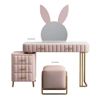 Современный мраморный туалетный столик для спальни, мебель, Роскошный комод, Столы для хранения, Встроенный шкаф, Простые розовые туалетные столики