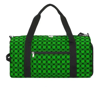 Спортивная сумка St Patricks Day, Оксфордские спортивные сумки с принтом трилистника, дизайнерская сумка для багажа большой емкости, ретро-сумка для фитнеса для женщин