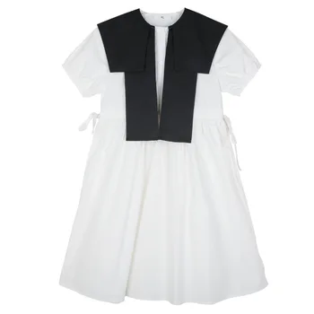 Платье в стиле колледжа MODX для девочек 2023, летнее детское новое двухцветное платье в стиле пэчворк, модная детская одежда, #6875