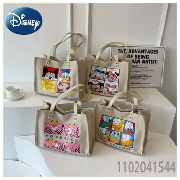 Сумка Disney Minnie через плечо для женщин, девочек, тигра, Дональд Дак, милая сумка-тоут, повседневная прочная сумка для покупок большой емкости, Бесплатная доставка