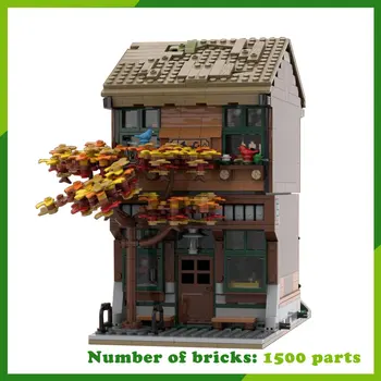 MOC Building Blocks City Cafe Store DIY Bricks Вид на улицу Архитектурная модель Игрушки для творческой сборки Рождественский подарок для детей