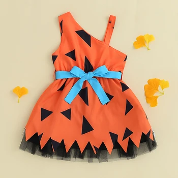 2023-07-03 Lioraitiin/ платье на Хэллоуин для маленьких девочек, повседневные сетчатые платья трапециевидной формы без рукавов в стиле пэчворк для пляжной вечеринки, милая одежда