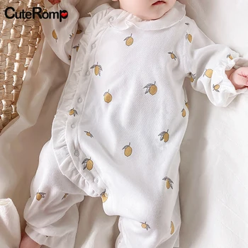 Кружевной комбинезон для девочек, лимонно-белая одежда для маленьких девочек и мальчиков, одежда с оборками для новорожденных, костюм для младенцев от 0 до 12 месяцев