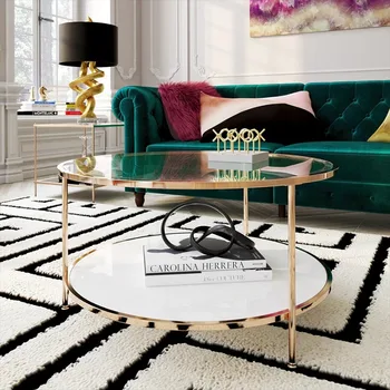 Круглый Журнальный столик Ember Interiors Rambix Glam, Золотая мебель