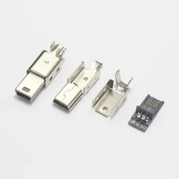 10шт USB Mini Type B 5-контактный разъем сварочного типа 4 в 1 Адаптер на 180 градусов для проволоки диаметром 3,0 мм, Черные детали для поделок