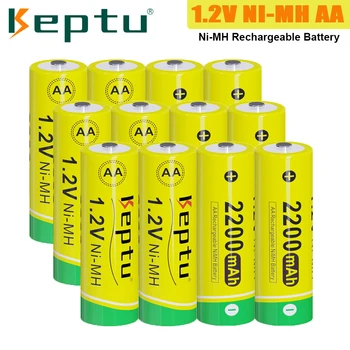 Аккумулятор KEPTU 1.2V AA Перезаряжаемый 2200mAh Ni-MH AA Аккумулятор батарейки типа АА для фонарика с Дистанционным Управлением и Зарядного устройства 1.2V
