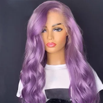 светло-фиолетовые синтетические парики для женщин, мягкий длинноволновый синтетический парик на кружеве, парики для косплея Трансвеститов