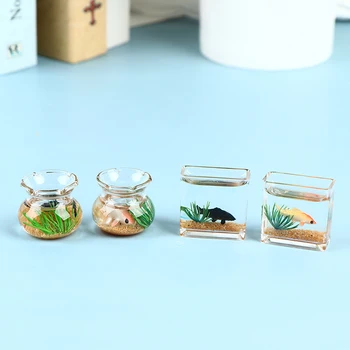 Мини-аквариум для кукольного домика, миниатюрный декор для аквариумов с золотыми рыбками из прозрачной смолы, сделанный своими руками