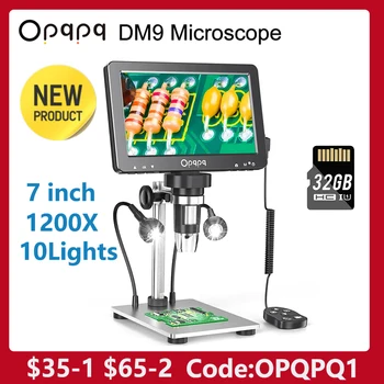 Электронный цифровой микроскоп Oqpqp 7-дюймовый 1080P USB-микроскоп с увеличительной камерой для ремонта электроники, инструменты для пайки со светом