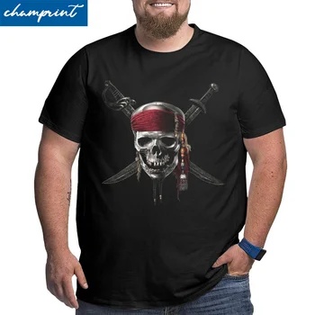 Мужские футболки Pirate Of Caribbean Jolly Roger Модная Хлопковая Футболка Большого роста С круглым вырезом, Топы Оверсайз 4XL 5XL 6XL, Футболка