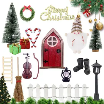 Рождественский кукольный домик 1:12, Игрушечный домик, Мини-елка, Миниатюрная модель сцены, Подарочные коробки, Гирлянда для кукольного домика, Искусственный свет, Притворные игрушки для