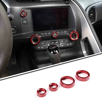 Крышка кнопки регулировки громкости автомобильного кондиционера для 2014-2019 Chevy C7 Corvette С алюминиевой отделкой, Аксессуары для интерьера, 4шт, красный