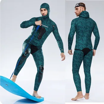 Из 2 частей, мужские 3 мм камуфляжные неопреновые гидрокостюмы премиум-класса, костюм для подводной охоты с открытыми порами, толстовка с капюшоном, костюмы для подводного плавания.