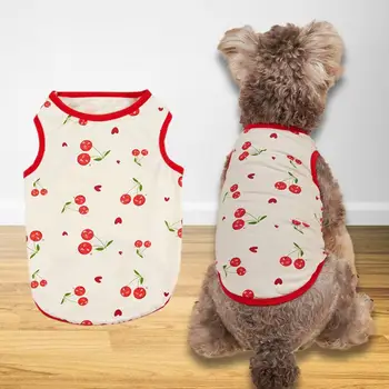 Рубашки для домашних животных, модная футболка с рисунком вишни для маленьких чихуахуа, эластичные рубашки для собак