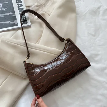 Женские сумки-мессенджеры с рисунком крокодиловой кожи в стиле ретро, женские винтажные сумки, повседневные однотонные сумки через плечо, Новая сумка через плечо