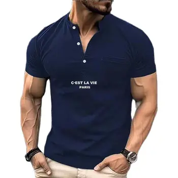 Модная молодежная спортивная рубашка для гольфа, летняя высококачественная мужская рубашка поло, повседневный дышащий топ с коротким рукавом, мужской воротник-стойка